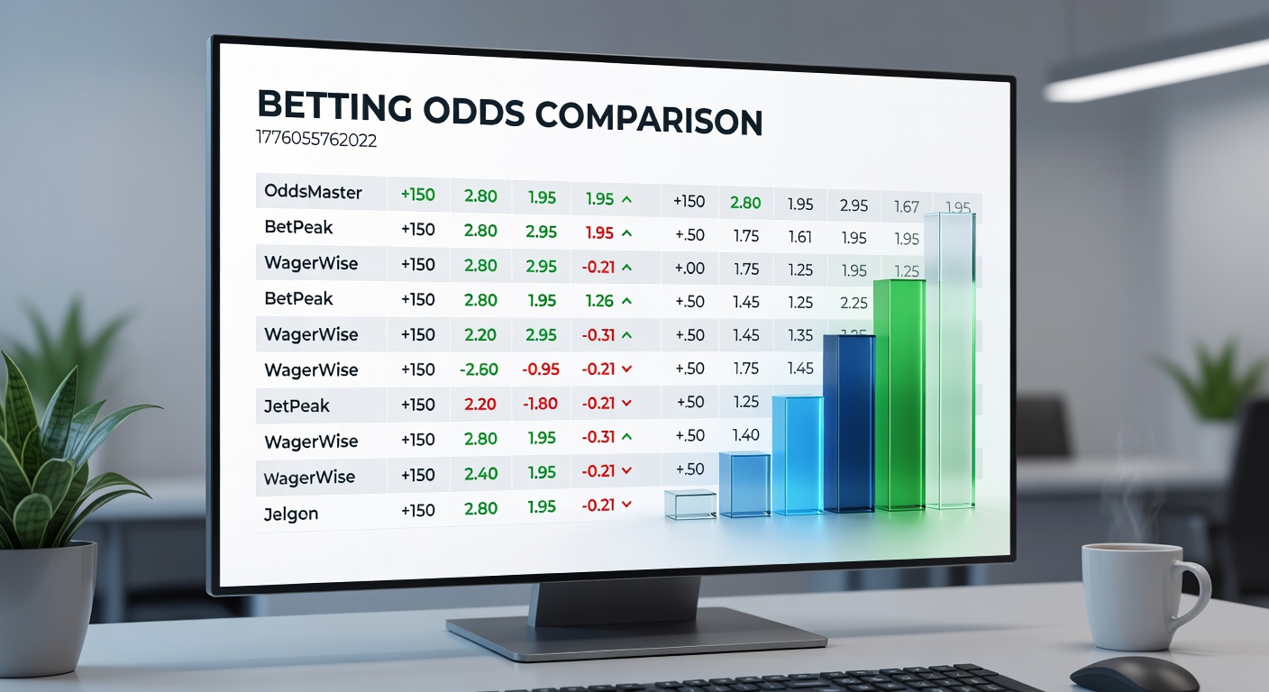 Digital dashboard displaying side-by-side betting odds from multiple sportsbooks for an upcoming soccer match, highlighting price differences