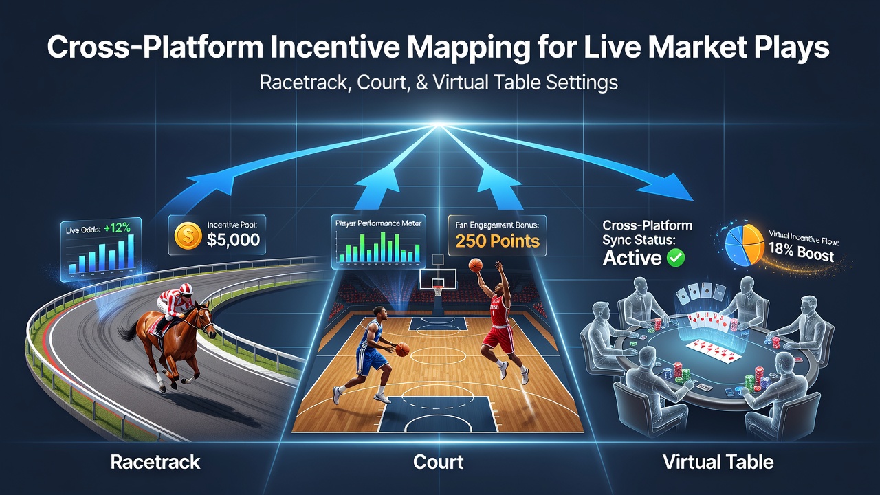 Diagram showing incentive mapping connections between racetrack, court, and virtual table betting platforms