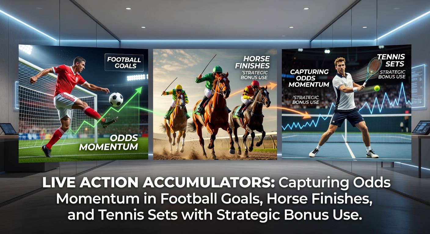 Live betting interface showing shifting odds for a soccer goal accumulator during an intense match