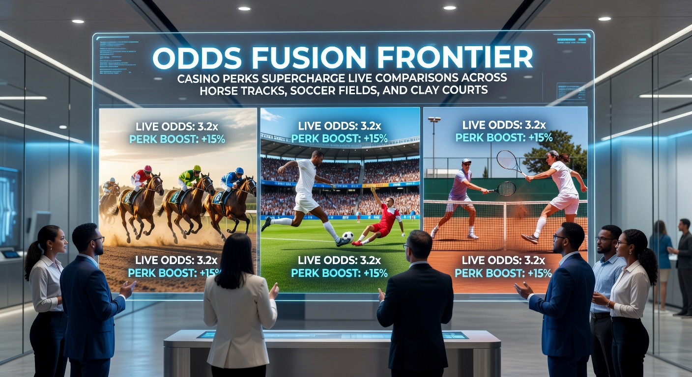 Dynamic overlay of live odds from horse racing, soccer, and tennis events, highlighting casino bonus integrations