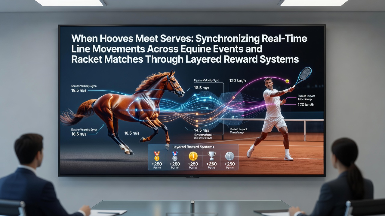 Real-time betting interfaces displaying synchronized odds for horse racing and tennis events with layered bonus indicators